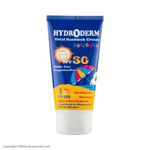 کرم ضد آفتاب بی رنگ هیدرودرم با SPF30 مناسب کودک حجم 50 میلی لیتر لیپ سرخ