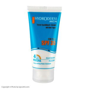 کرم ضد آفتاب بی رنگ هیدرودرم با SPF35 مناسب آقایان حجم 50 میلی لیتر لیپ سرخ