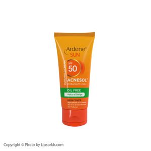 کرم ضد آفتاب رنگی فاقد چربی آردن سان مدل Acnesol Plus با Spf50 حجم 50 میلی لیتر لیپ سرخ