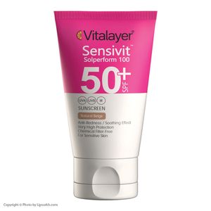 ضد آفتاب رنگی ویتالیر مدل Sensivit با SPF50 مناسب پوست حساس حجم 40 میلی لیتر لیپ سرخ