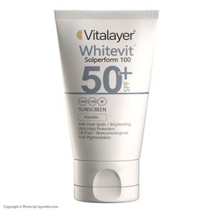 کرم ضد آفتاب بی رنگ ویتالیر مدل Whitevit با SPF50 حجم 40 میلی لیتر لیپ سرخ